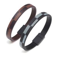 PU Leather Bracelet, with Zinc Alloy, plated & for man 