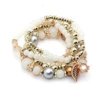 Fashion Zinc Alloy Bracelets, with Glass Beads, fashion jewelry & for woman 175mm 