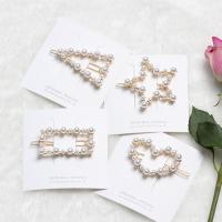 Hair Clip, Zinc Alloy, with ABS Plastic Pearl, gold color plated, 4 pieces & for woman, nickel, lead & cadmium free, 55mm 