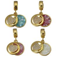 Cubic Zirconia Micro Pave Brass Pendant, with Abalone Shell, real gold plated, micro pave cubic zirconia 23mmuff0c Approx 4mm 