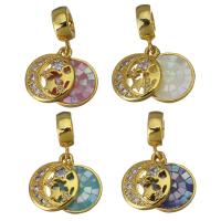 Cubic Zirconia Micro Pave Brass Pendant, with Abalone Shell, real gold plated, micro pave cubic zirconia 24mm Approx 4mm 
