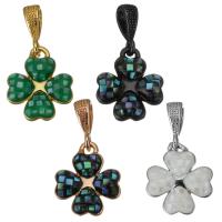 Brass Clover Pendant, with Abalone Shell, Four Leaf Clover, plated 22mm Approx 