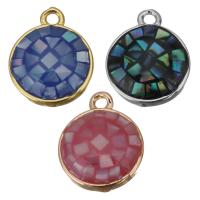 Brass Jewelry Pendants, with Abalone Shell, Flat Round, plated Approx 1.5mm 