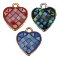 Brass Heart Pendants, with Abalone Shell, plated Approx 1mm 