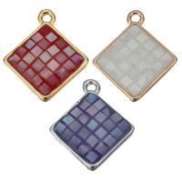 Brass Jewelry Pendants, with Abalone Shell, Square, plated Approx 1.5mm 