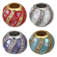 Cubic Zirconia Micro Pave Brass Beads, with Abalone Shell, plated, micro pave cubic zirconia Approx 4mm 
