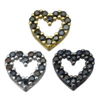 Brass Heart Pendants, plated, micro pave cubic zirconia & hollow Approx 