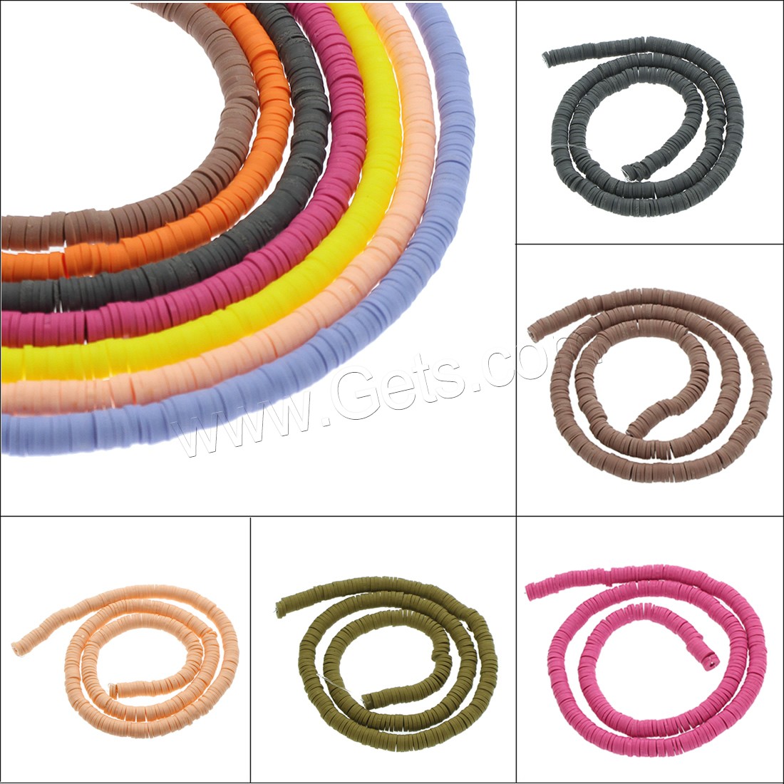Rondelle Polymer Clay Beads, Flat Round, different size for choice, more colors for choice, 1-1.5mm, Hole:Approx 1mm, Approx 250PCs/Strand, Sold By Strand