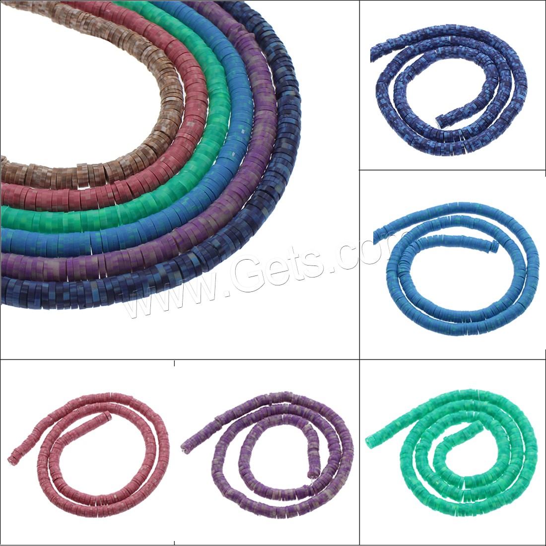 Rondelle Polymer Clay Beads, argile de polymère, Plat rond, normes différentes pour le choix, plus de couleurs à choisir, 1-1.5mm, Trou:Environ 1mm, Environ 250PC/brin, Vendu par brin