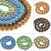 Бусины из круглых полимерных глин, полимерный клей, Плоская круглая форма, различные модели для выбора отверстие:Приблизительно 1mm, Приблизительно 36ПК/Strand, продается Strand