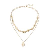 Shell Zinc Alloy Necklace, with Shell, with 5cm extender chain, gold color plated, oval chain & for woman &  Approx 19.68 Inch, Approx 16.54 Inch 