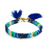 Seedbead bracelet de cheville, avec alliage de zinc, pour femme & 2 fils, multicolore Environ 6.70 pouce, Vendu par brin