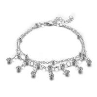 Zinc Alloy Anklet, with 5cm extender chain, silver color plated, Double Layer & oval chain & for woman & with rhinestone Approx 8.27 Inch, Approx 7.09 Inch 