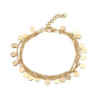 Zinc Alloy Anklet, with 5cm extender chain, gold color plated, three layers & twist oval chain & for woman Approx 7.09 Inch 