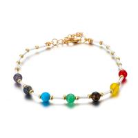 Zinc Alloy Anklet, with Seedbead, with 5cm extender chain, gold color plated, Bohemian style & for woman Approx 8.67 Inch 