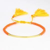 Zinc Alloy Anklet, with Seedbead & Nylon Cord, gold color plated, adjustable & for woman Approx 7.05 Inch 