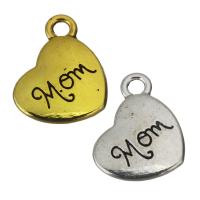 Zinc Alloy Heart Pendants, word mom, plated Approx 2mm 
