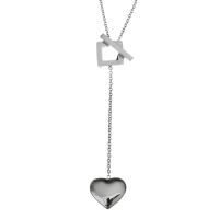 Stainless Steel Jewelry Necklace, Heart, oval chain & for woman, original color 1mm Approx 15 Inch 