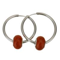 Stainless Steel Hoop Earring, with Acrylic, for woman, original color  