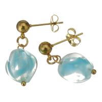 Stainless Steel Drop Earring, with Glass, gold color plated, for woman, 25mm 