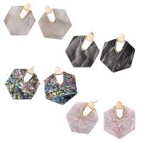 Zinc Alloy Drop Earring, with Acrylic, Hexagon, plated, Korean style & for woman & hollow 