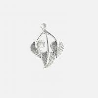 Zinc Alloy Leaf Pendants, plated silver color Approx 2mm 