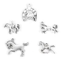 Zinc Alloy Animal Pendants, Horse, plated, silver color, 27mm,18mm Approx 2mm, 5/Bag 