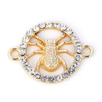 Rhinestone Zinc Alloy Connector, Round, gold color plated, with rhinestone & 1/1 loop, 17*23mm Approx 2mm, 15/Bag 
