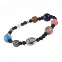 Natural Stone Bracelet, with nylon elastic cord, Unisex, multi-colored, 5mm,10mm .8 Inch 