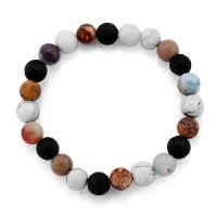 Natural Stone Bracelet, with nylon elastic cord, Unisex, multi-colored, 8mm .4 Inch 