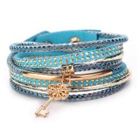 Wrap Bracelets, PU Leather, with Velveteen, fashion jewelry & for woman 