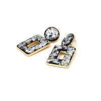 Resin Zinc Alloy Earring, with Resin, fashion jewelry & for woman, white and black 