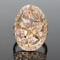 Anillo de dedo de aleación de Zinc, chapado en color dorado, para mujer & con diamantes de imitación, tamaño:7-10, Vendido por UD