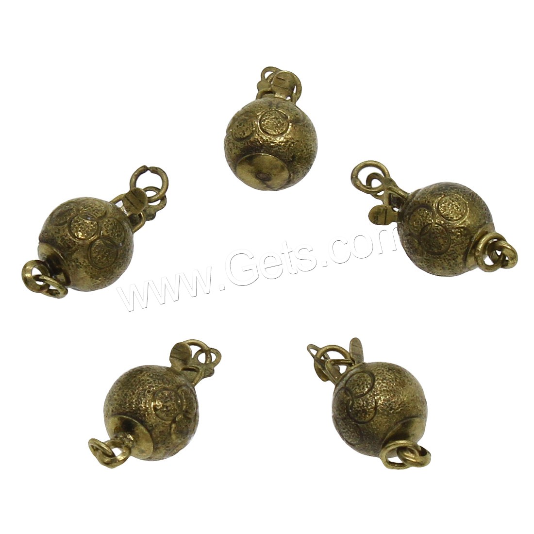 Messing Schnappschließe, antike Bronzefarbe plattiert, verschiedene Größen vorhanden, Bohrung:ca. 2mm, ca. 50PCs/Tasche, verkauft von Tasche