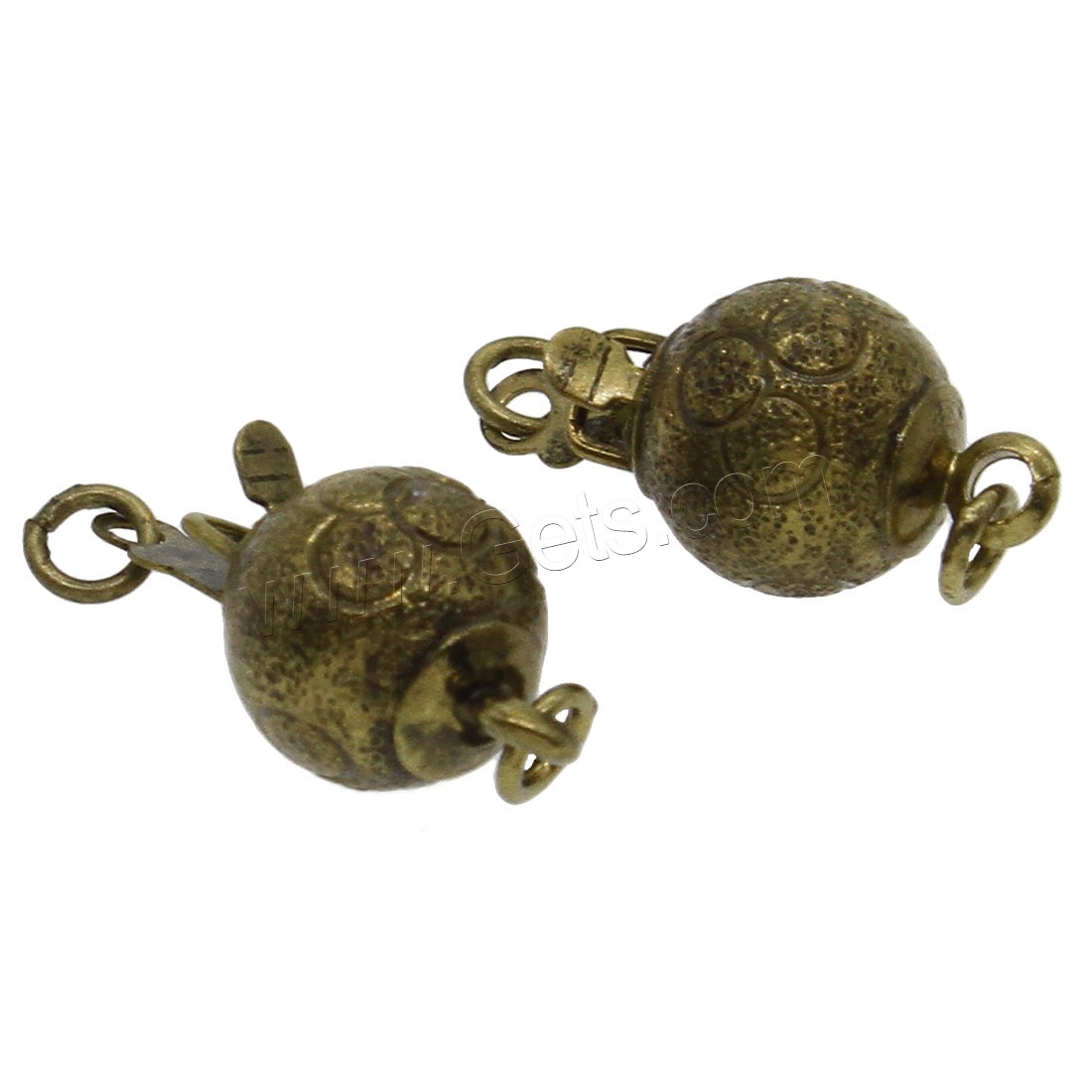 Messing Schnappschließe, antike Bronzefarbe plattiert, verschiedene Größen vorhanden, Bohrung:ca. 2mm, ca. 50PCs/Tasche, verkauft von Tasche