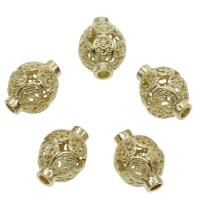 perla de cobre, metal, chapado en color dorado, 14x18mm, agujero:aproximado 3mm, aproximado 10PCs/Bolsa, Vendido por Bolsa