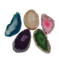 Natural Agate Druzy Pendant, Ice Quartz Agate, mixed colors 6- Approx 1.5mm 