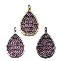 Cubic Zirconia Micro Pave Brass Pendant, Teardrop, plated, micro pave cubic zirconia Approx 1.5mm 