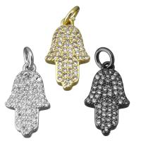 Cubic Zirconia Micro Pave Brass Pendant, Hamsa, plated, micro pave cubic zirconia Approx 3mm 