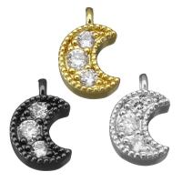 Cubic Zirconia Micro Pave Brass Pendant, Moon, plated, micro pave cubic zirconia Approx 1.5mm 