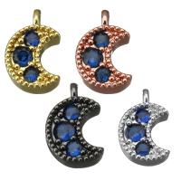 Cubic Zirconia Micro Pave Brass Pendant, Moon, plated, micro pave cubic zirconia Approx 1.5mm 