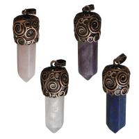 Gemstone Brass Pendants, with Gemstone, rose gold color plated Approx 
