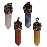 Gemstone Brass Pendants, with Gemstone, rose gold color plated Approx 