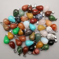 Pendentifs pierres gemmes mixtes , pierre gemme, avec laiton, larme, Placage de couleur platine, différents matériaux pour le choix Environ Vendu par sac