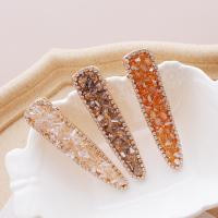 Alligator Hair Clip, Zinc Alloy, with Plastic, gold color plated, with rhinestone 
