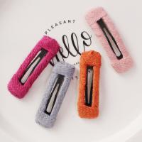 Hair Snap Clips, Zinc Alloy, with Cloth, silver color plated, for woman 