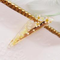 Alligator Hair Clip, Zinc Alloy, with Plastic, Triangle, gold color plated, for woman 