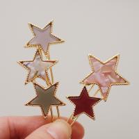 Hair Clip, Zinc Alloy, Star, gold color plated & for woman & enamel, 66mm,54mm 