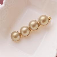 Alligator Hair Clip, Zinc Alloy, with Plastic Pearl, gold color plated & for woman, 50mm,32mm 