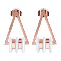 Titanium Steel Earrings, with Porcelain, Triangle, rose gold color plated, for woman & hollow 26mm 